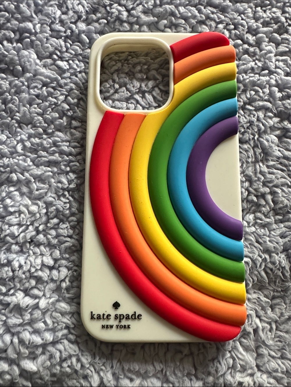 kate spade White Silicone Phone Case with Raised Rainbow Arcs